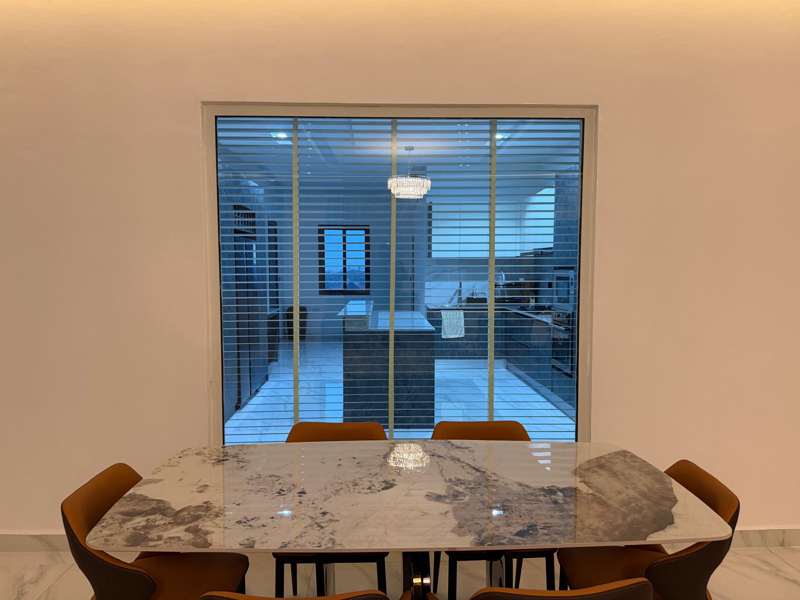 Marble dining table seating six